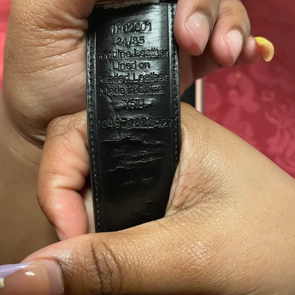 Farah Silver and Brown Leather Belt with Crisscross Design - Picture 3 of 4